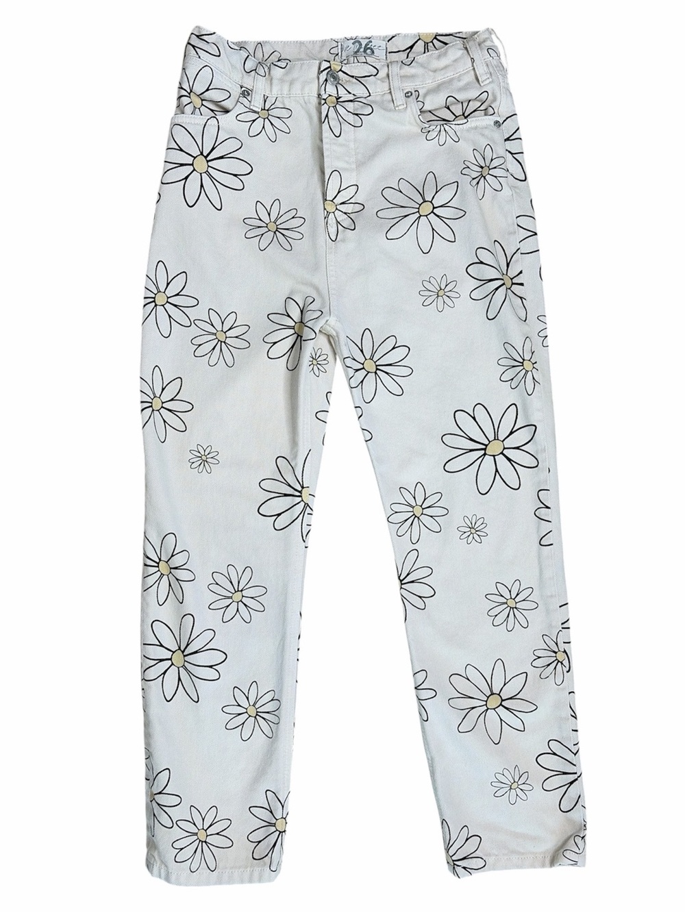 We The Free Daisy Print Mid Rise Button Fly Jean Size 26
